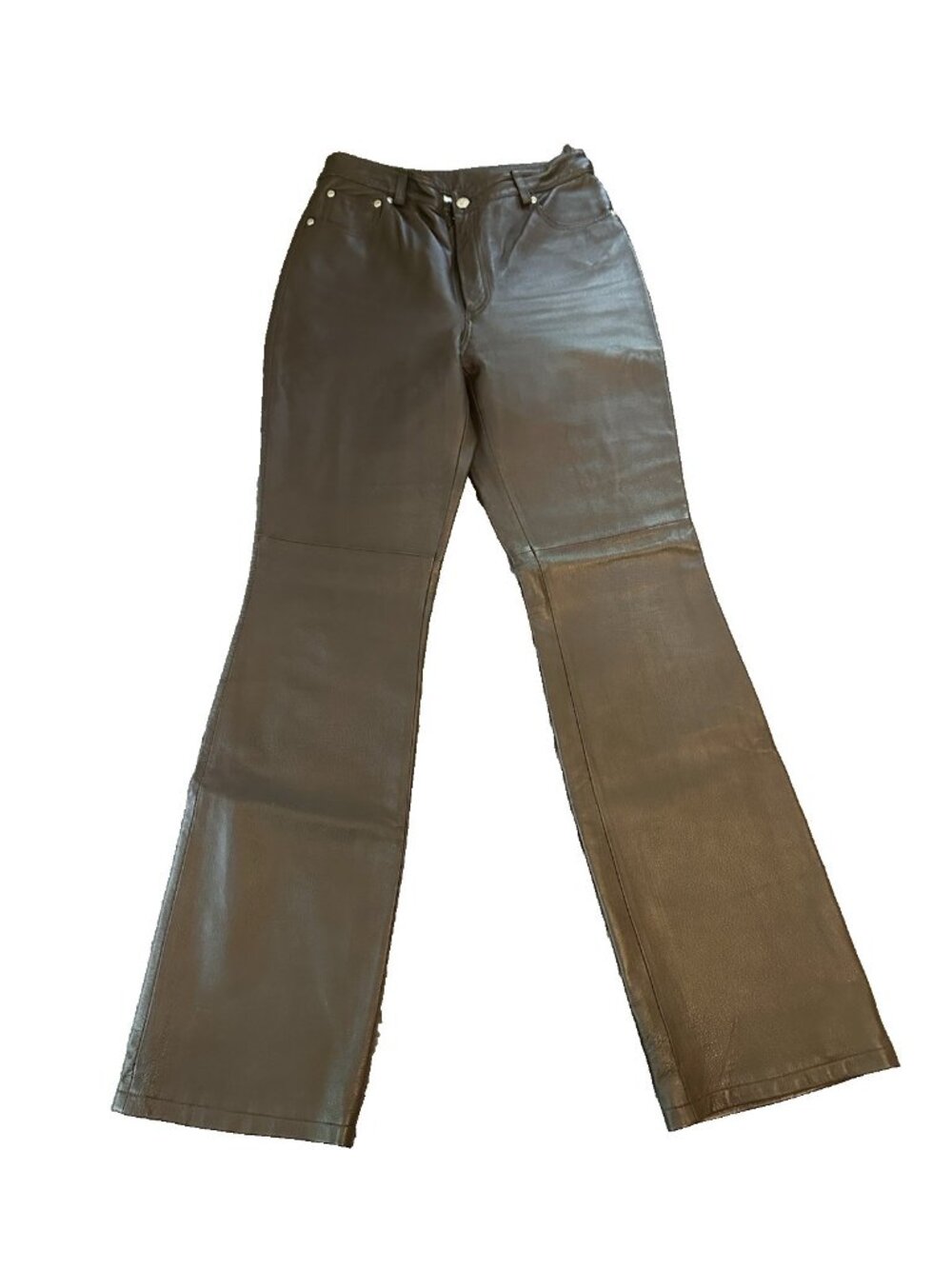 Newport News Womens 100% Leather Brown Bootcut Pants 8T Motorcycle Western Boho